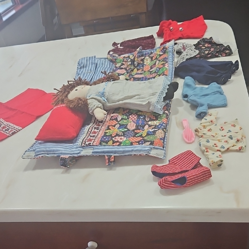 Colorful Doll Playset with Accessories/Everything Fits in fold up carry bag.